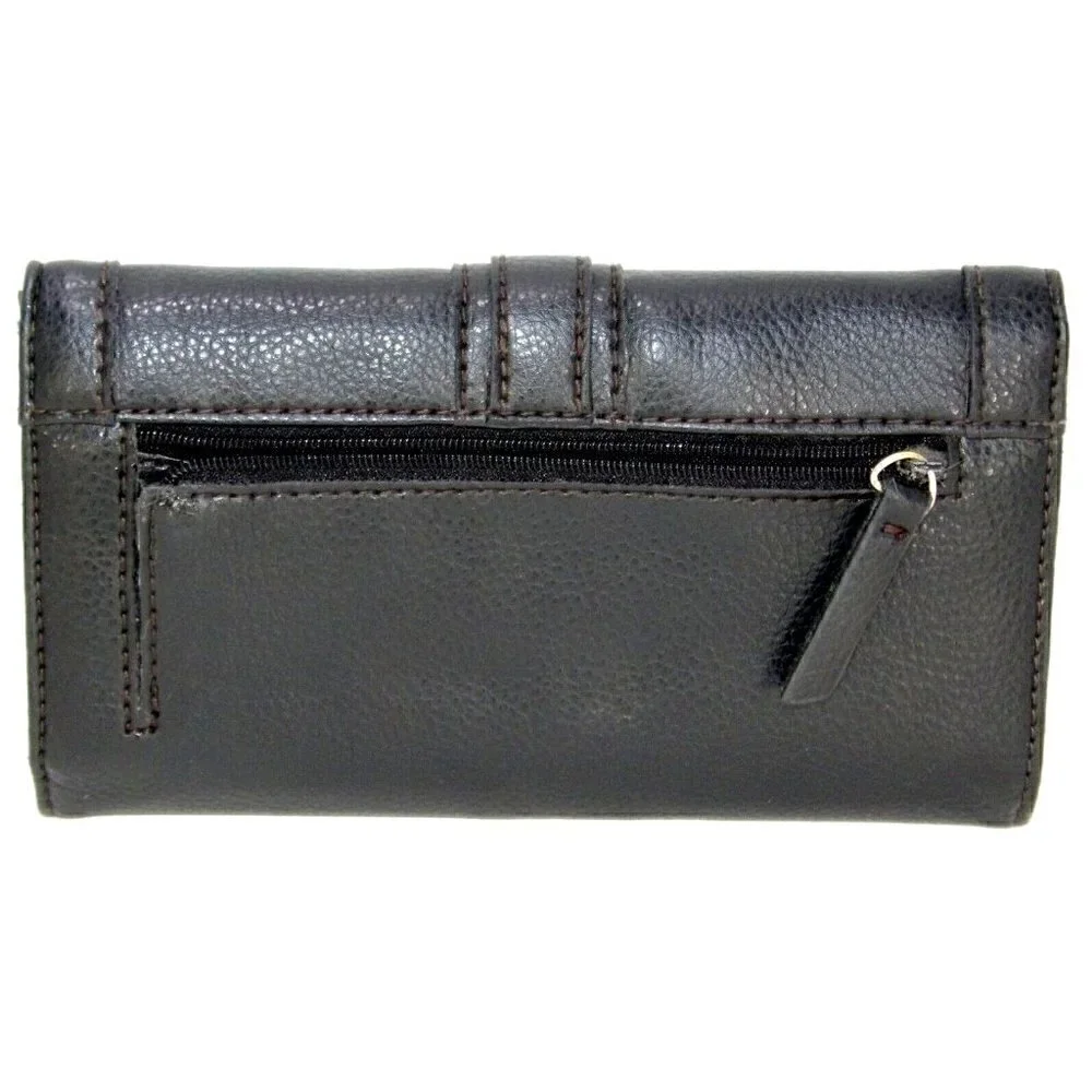Villager LIZ CLAIBORNE black leather wallet with checkbook 7.25 X 4.25
